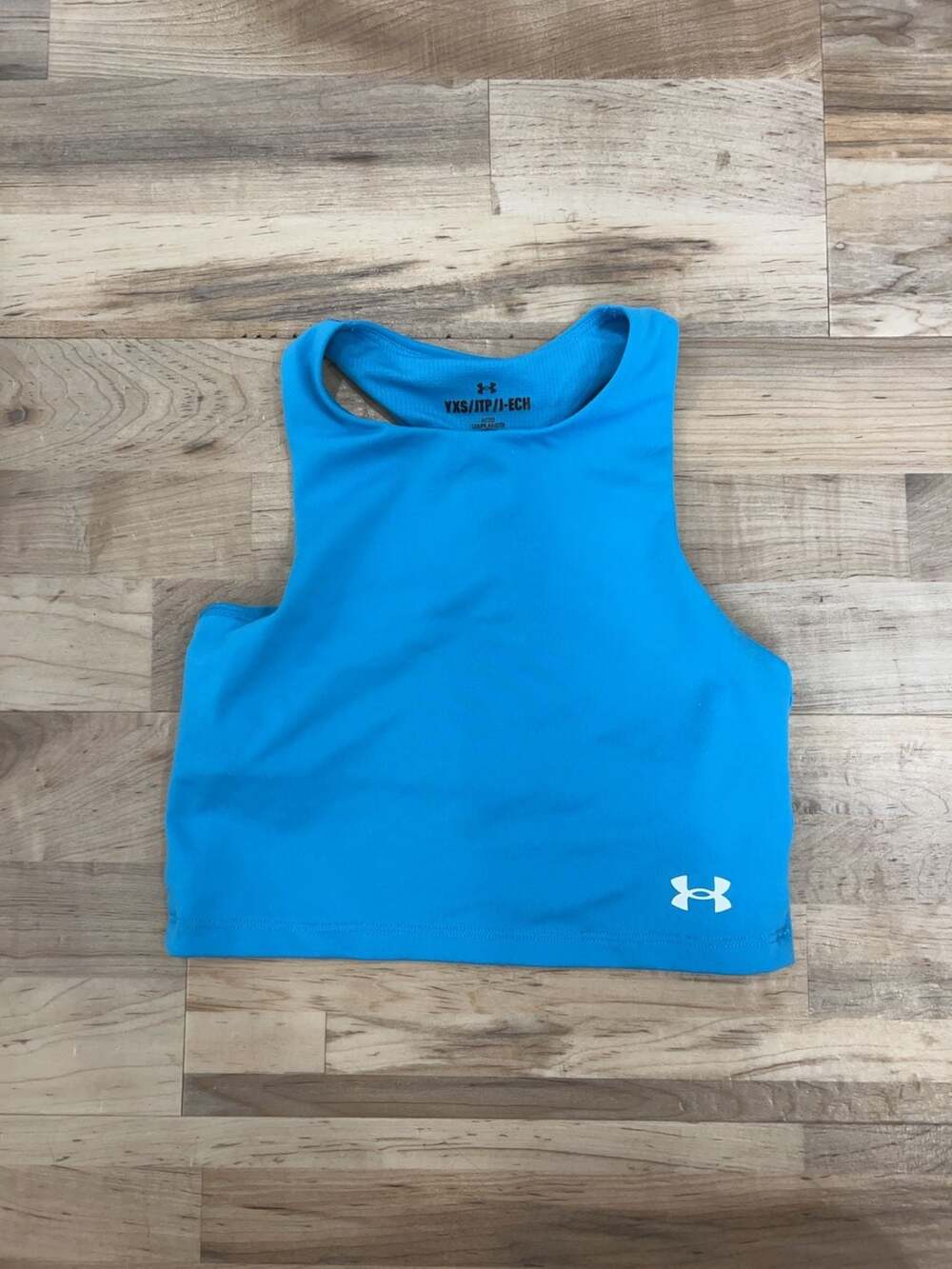 Under Armour Girls Racerback Crop Tank Top Blue Size YXS